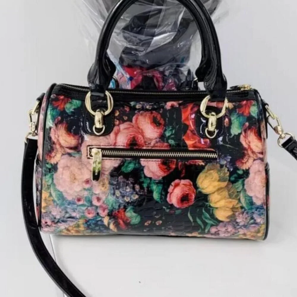 🆕Women Black Rose Genuine Leather Tote Handbag Clutch Purse Crossbody Bag - Picture 2 of 11
